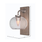 Oxbridge One Light Wall Sconce in Graphite & Painted Distressed Wood-look Metal with 7" Clear Bubble Shade