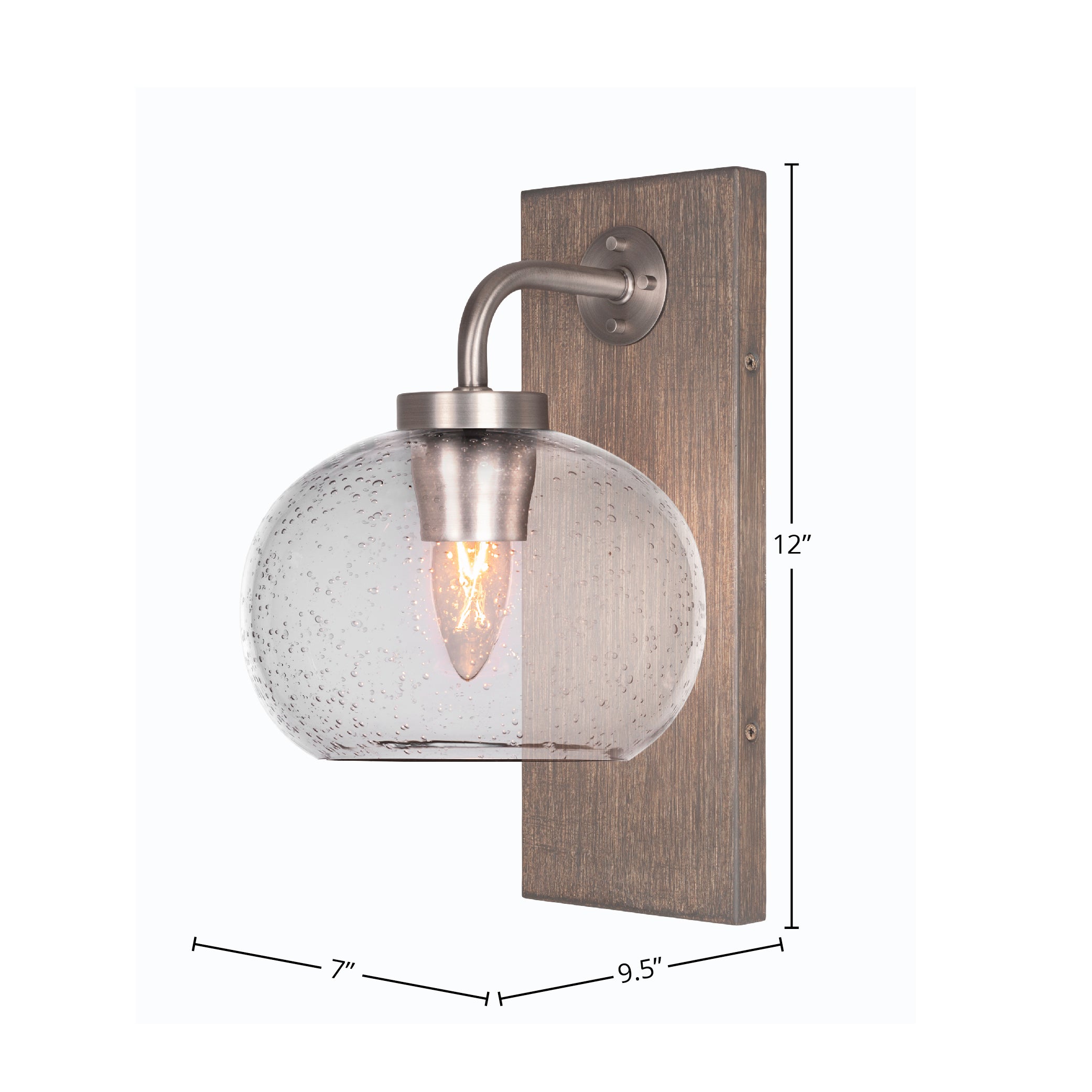 Oxbridge One Light Wall Sconce in Graphite & Painted Distressed Wood-look Metal with 7" Clear Bubble Shade