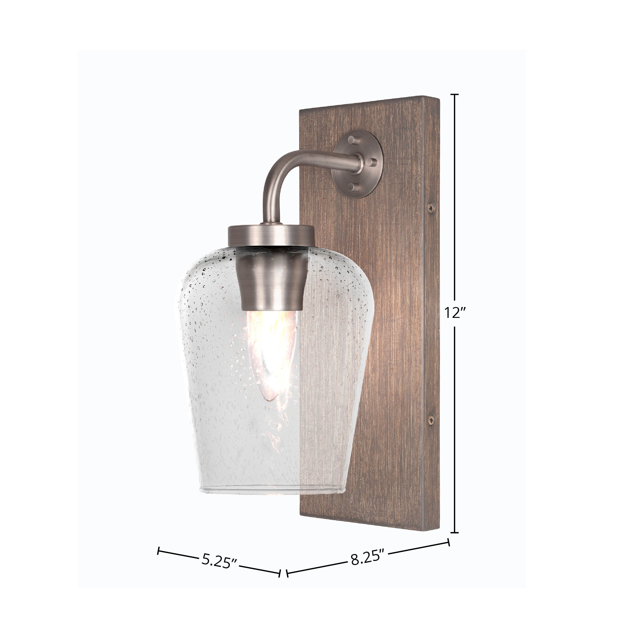 Oxbridge One Light Wall Sconce in Graphite & Painted Distressed Wood-look Metal with 5" Clear Bubble Shade