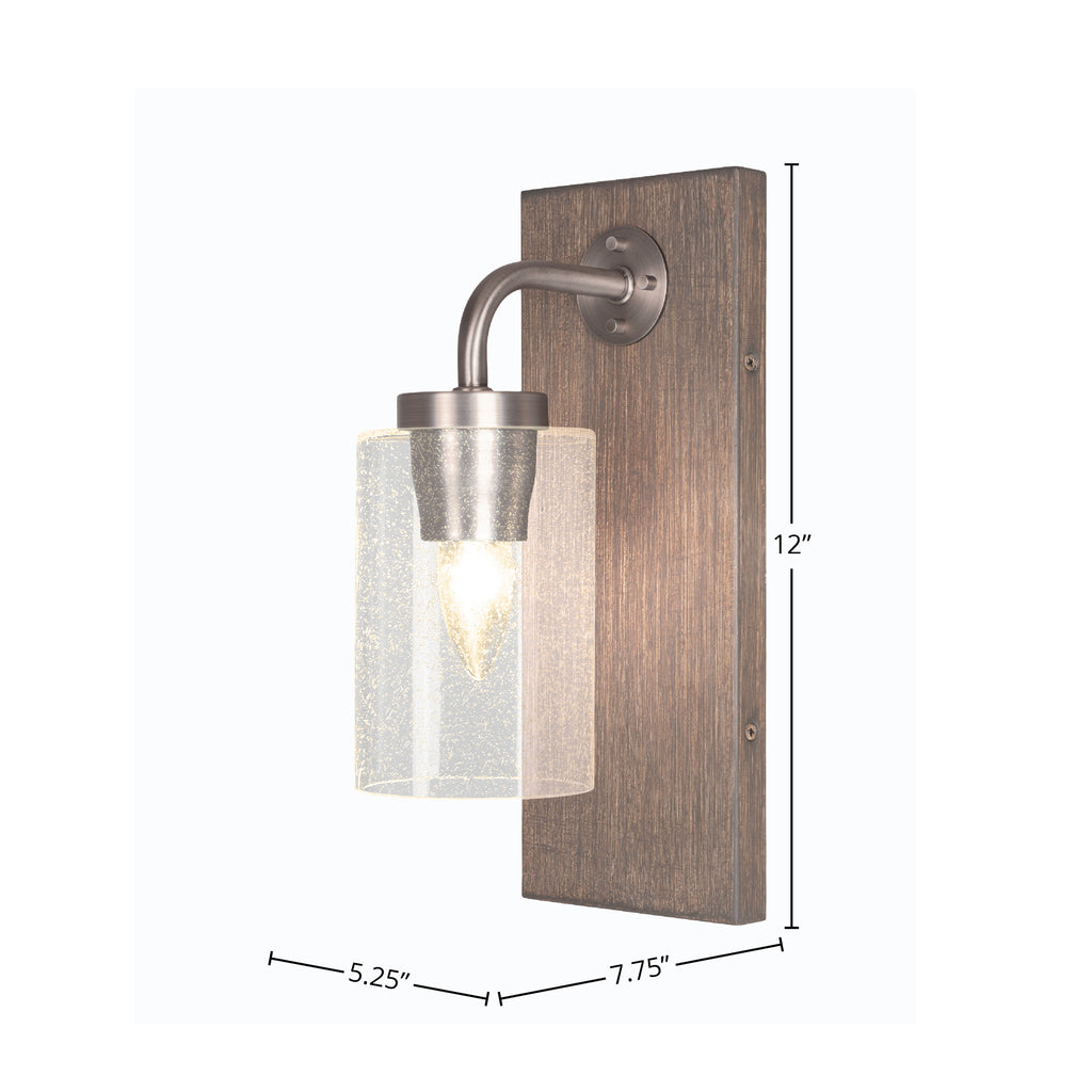 Oxbridge One Light Wall Sconce in Graphite & Painted Distressed Wood-look Metal with 4" Clear Bubble Shade