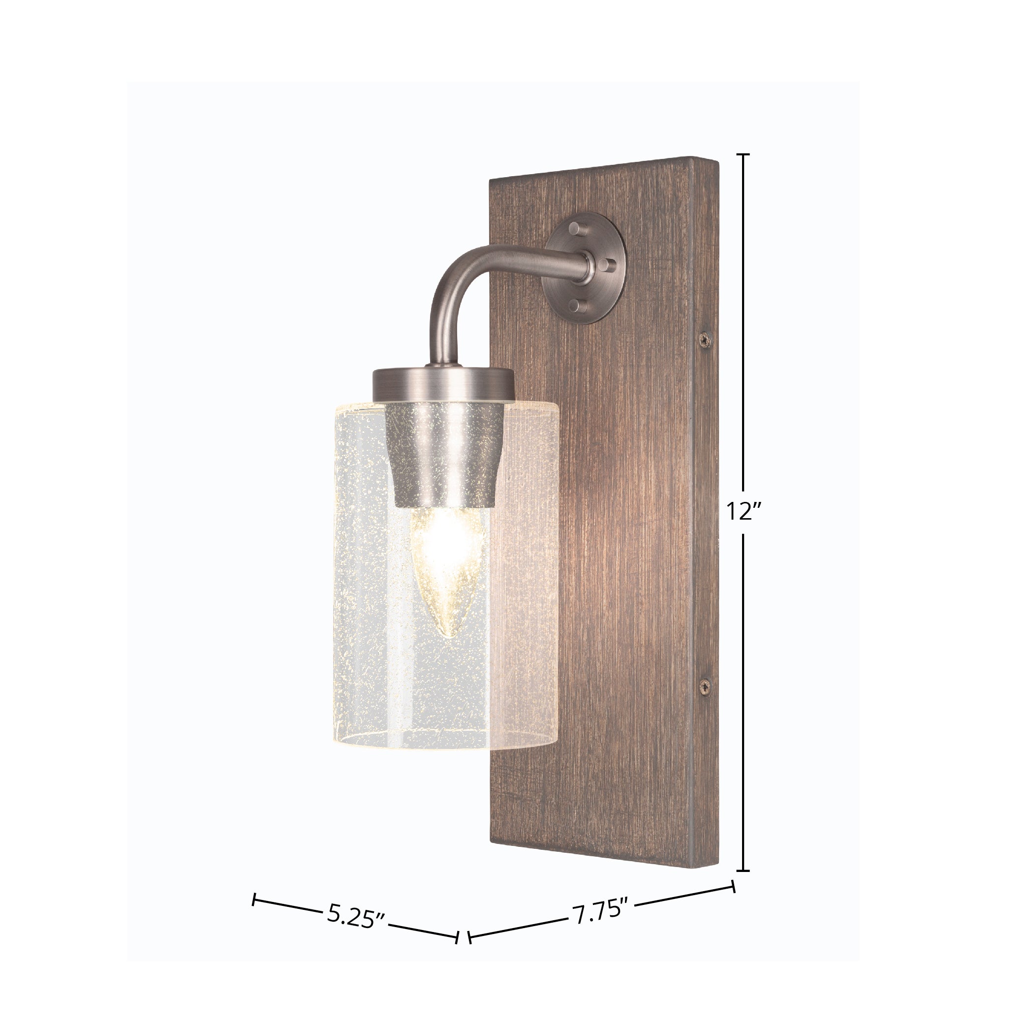 Oxbridge One Light Wall Sconce in Graphite & Painted Distressed Wood-look Metal with 4" Clear Bubble Shade