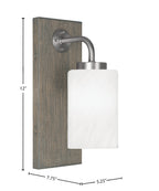 Oxbridge One Light Wall Sconce in Graphite & Painted Distressed Wood-look Metal with 4" White Marble Shade