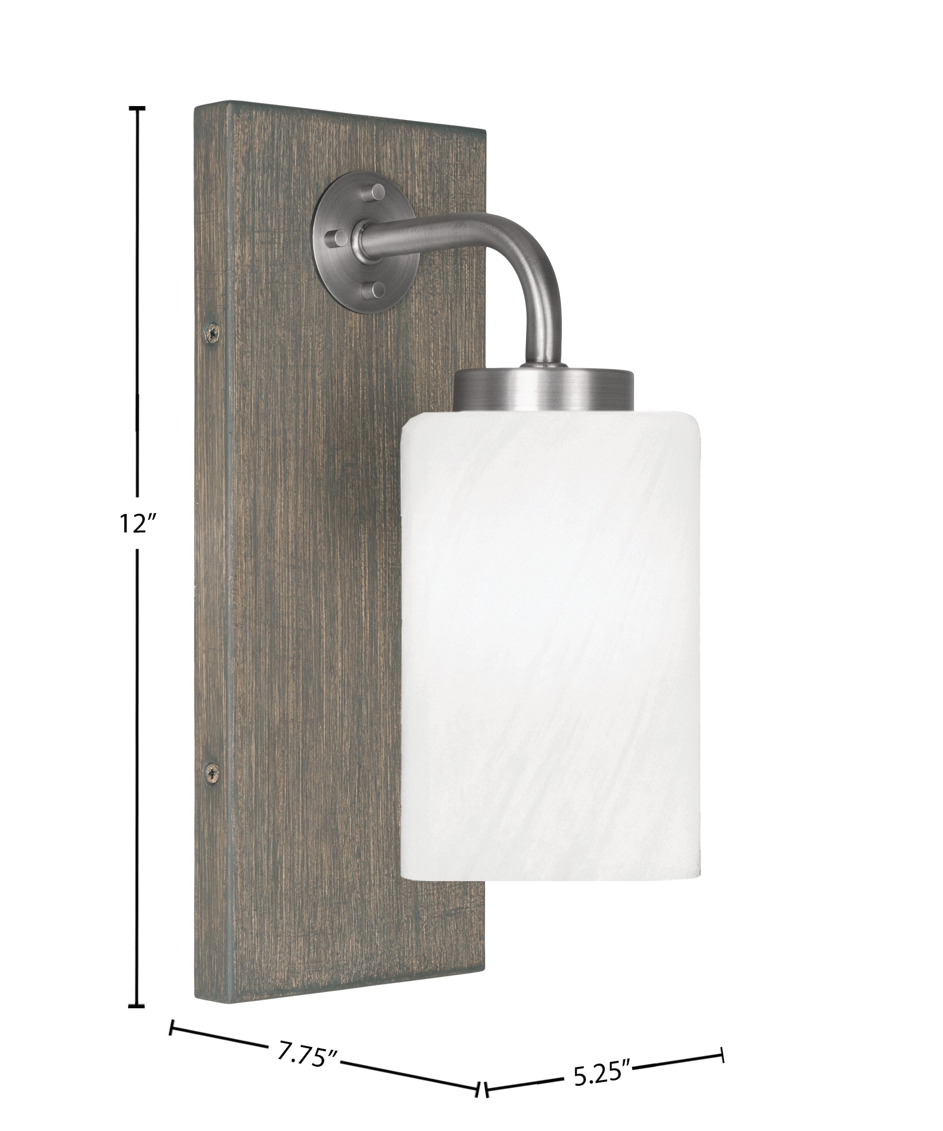 Oxbridge One Light Wall Sconce in Graphite & Painted Distressed Wood-look Metal with 4" White Marble Shade