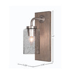 Oxbridge One Light Wall Sconce in Graphite & Painted Distressed Wood-look Metal with 4" Smoke Bubble Shade