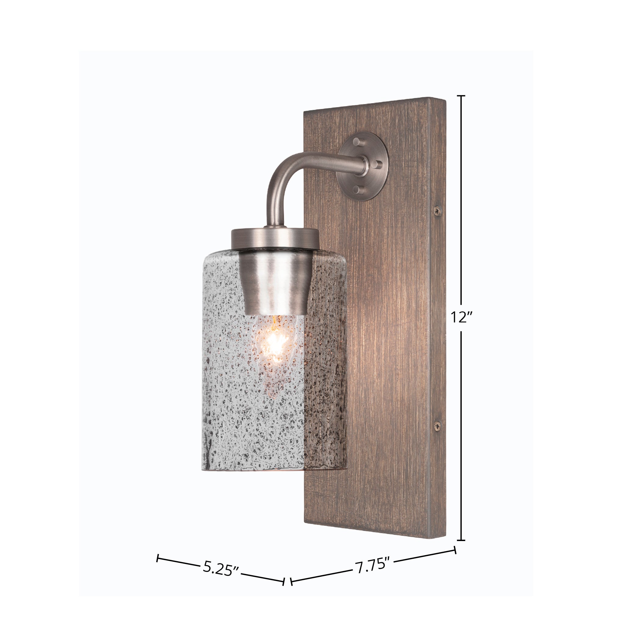 Oxbridge One Light Wall Sconce in Graphite & Painted Distressed Wood-look Metal with 4" Smoke Bubble Shade