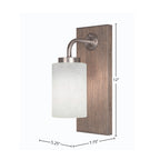 Oxbridge One Light Wall Sconce in Graphite & Painted Distressed Wood-look Metal with 4" White Muslin Shade