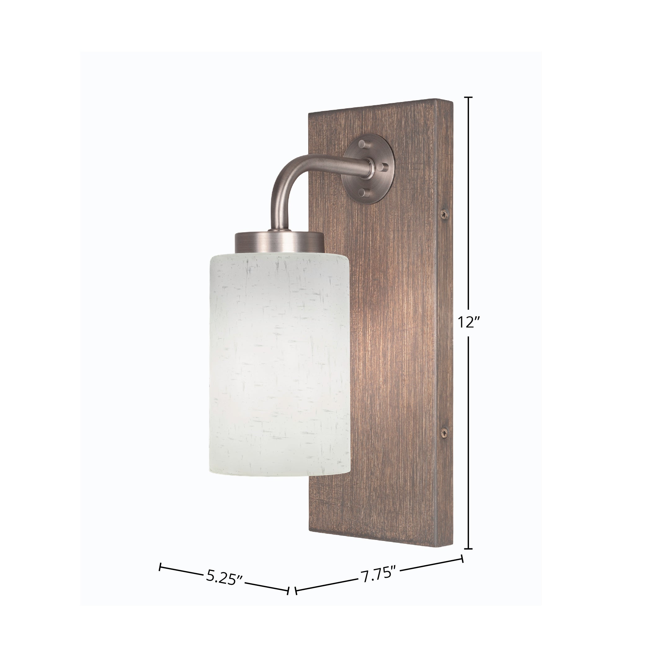 Oxbridge One Light Wall Sconce in Graphite & Painted Distressed Wood-look Metal with 4" White Muslin Shade