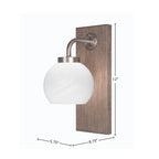 Oxbridge One Light Wall Sconce in Graphite & Painted Distressed Wood-look Metal with 5.75" White Marble Shade