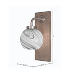 Oxbridge One Light Wall Sconce in Graphite & Painted Distressed Wood-look Metal with 5.75" Onyx Swirl Shade