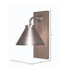 Oxbridge One Light Wall Sconce in Graphite & Painted Distressed Wood-look Metal with 7" Graphite Cone Metal Shade Shade