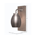 Oxbridge One Light Wall Sconce in Graphite & Painted Distressed Wood-look Metal with 5" Graphite Oval Metal Shade Shade