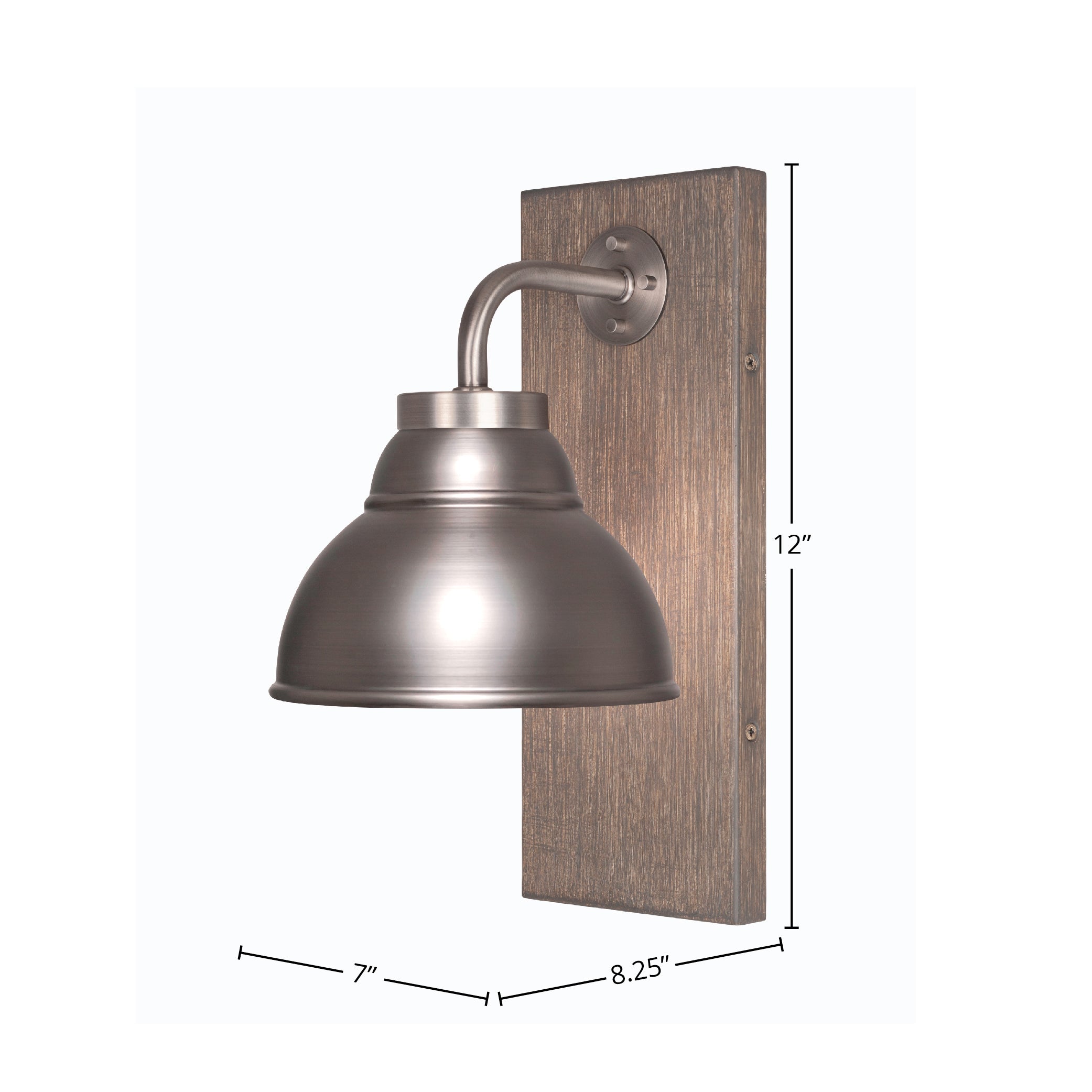 Oxbridge One Light Wall Sconce in Graphite & Painted Distressed Wood-look Metal with 7" Graphite Double Bubble Metal Shade Shade