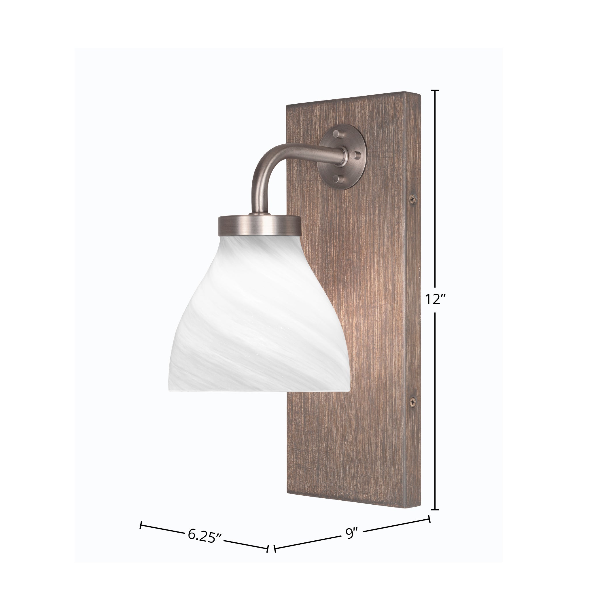 Oxbridge One Light Wall Sconce in Graphite & Painted Distressed Wood-look Metal with 6.25" White Marble Shade