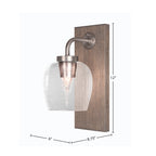 Oxbridge One Light Wall Sconce in Graphite & Painted Distressed Wood-look Metal with 6" Clear Bubble Shade
