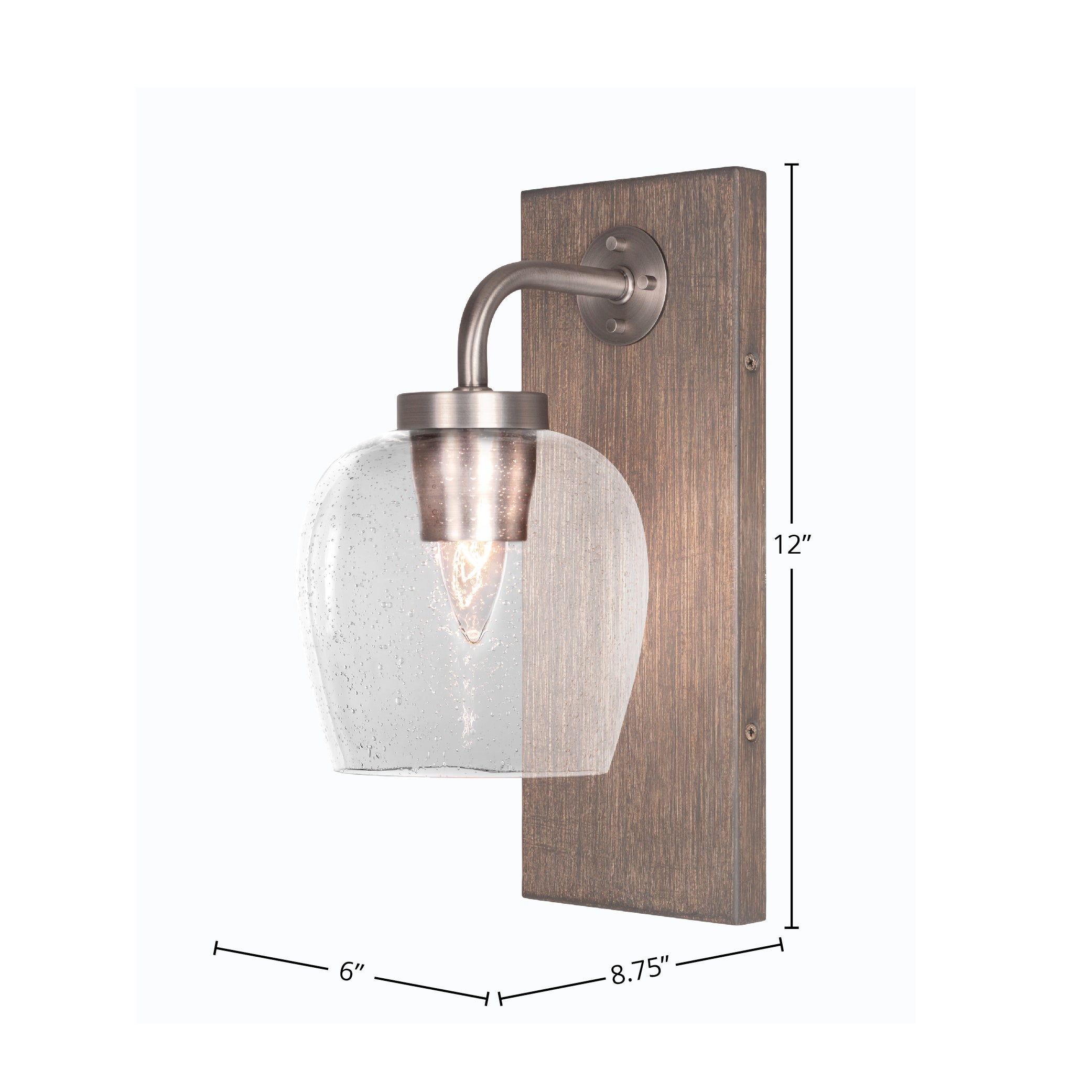 Oxbridge One Light Wall Sconce in Graphite & Painted Distressed Wood-look Metal with 6" Clear Bubble Shade