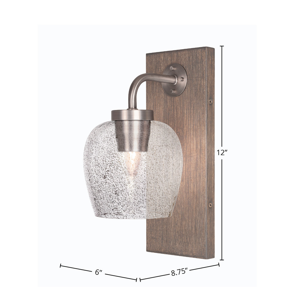 Oxbridge One Light Wall Sconce in Graphite & Painted Distressed Wood-look Metal with 6" Smoke Bubble Shade