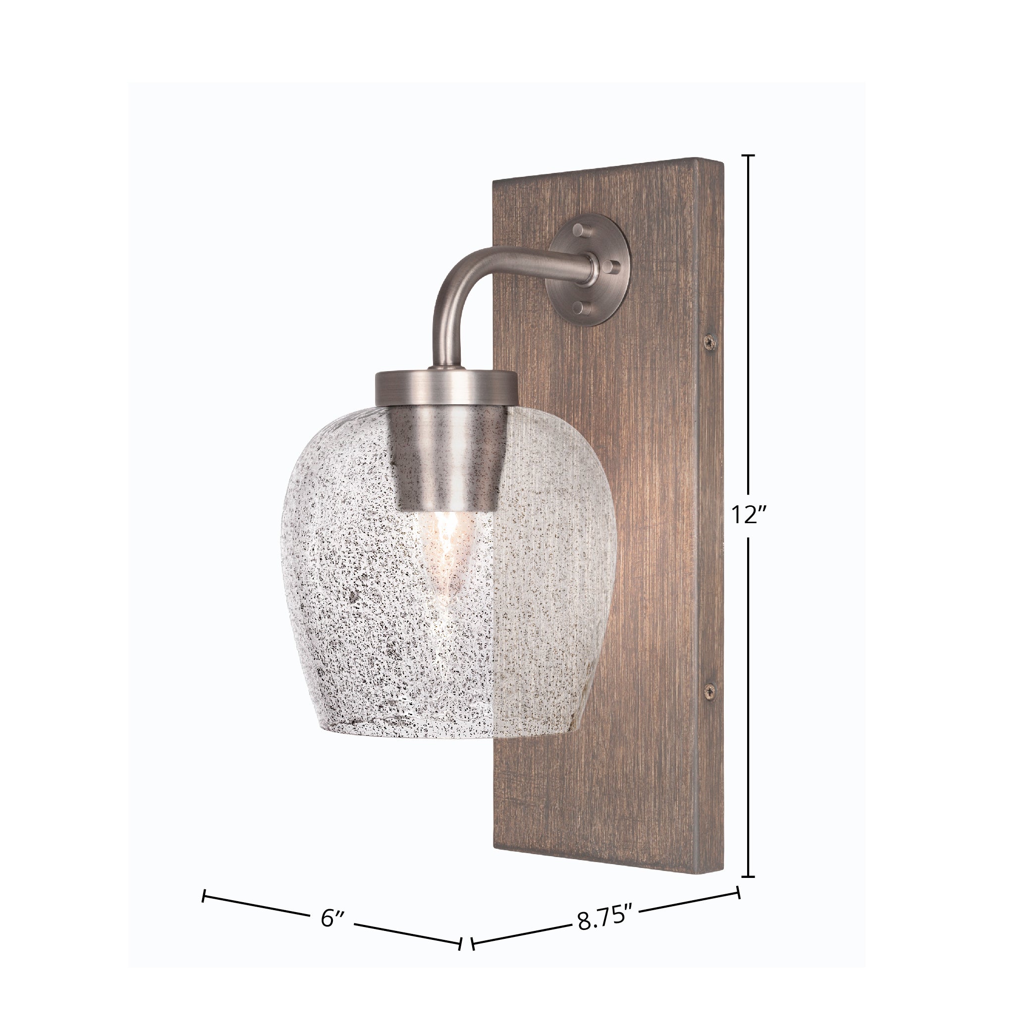 Oxbridge One Light Wall Sconce in Graphite & Painted Distressed Wood-look Metal with 6" Smoke Bubble Shade