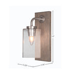 Oxbridge One Light Wall Sconce in Graphite & Painted Distressed Wood-look Metal with 4" Square Clear Bubble Shade