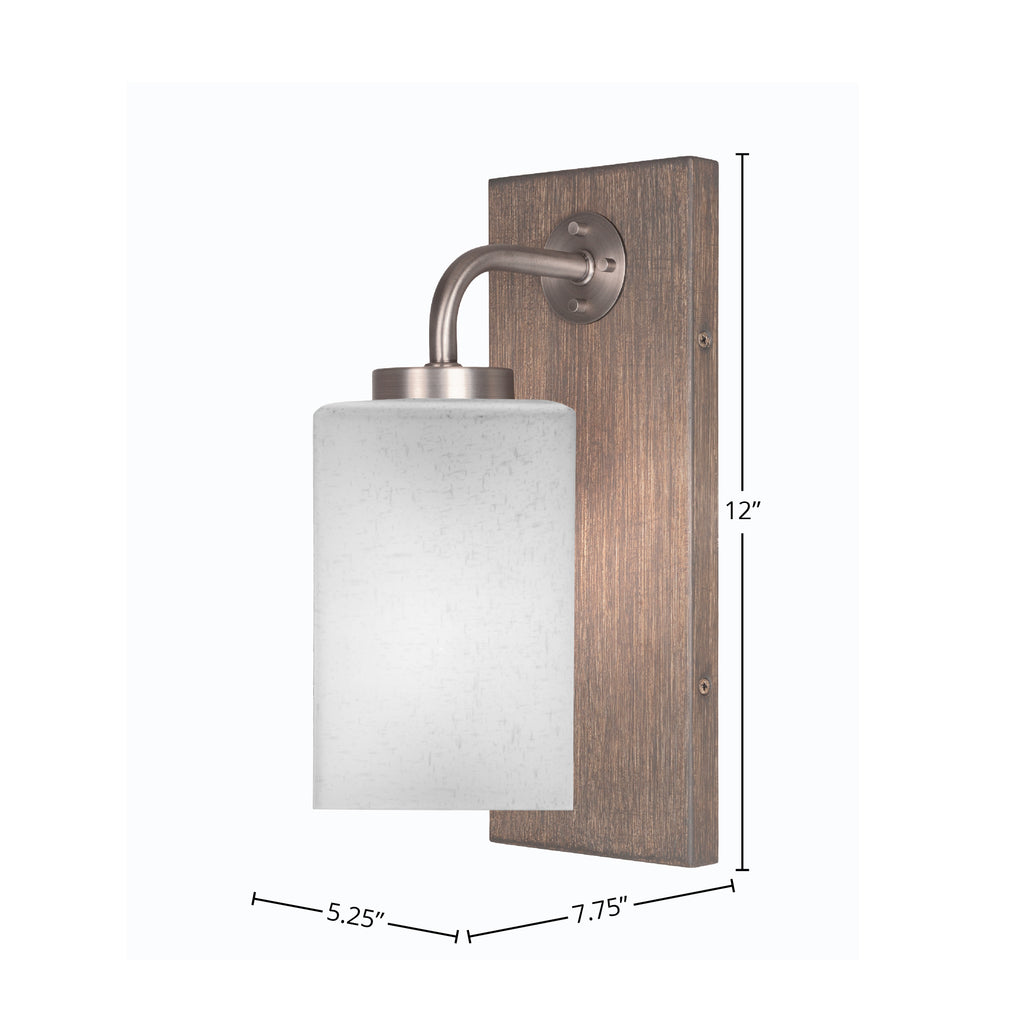 Oxbridge One Light Wall Sconce in Graphite & Painted Distressed Wood-look Metal with 4" Square White Muslin Shade