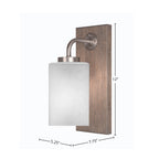 Oxbridge One Light Wall Sconce in Graphite & Painted Distressed Wood-look Metal with 4" Square White Muslin Shade