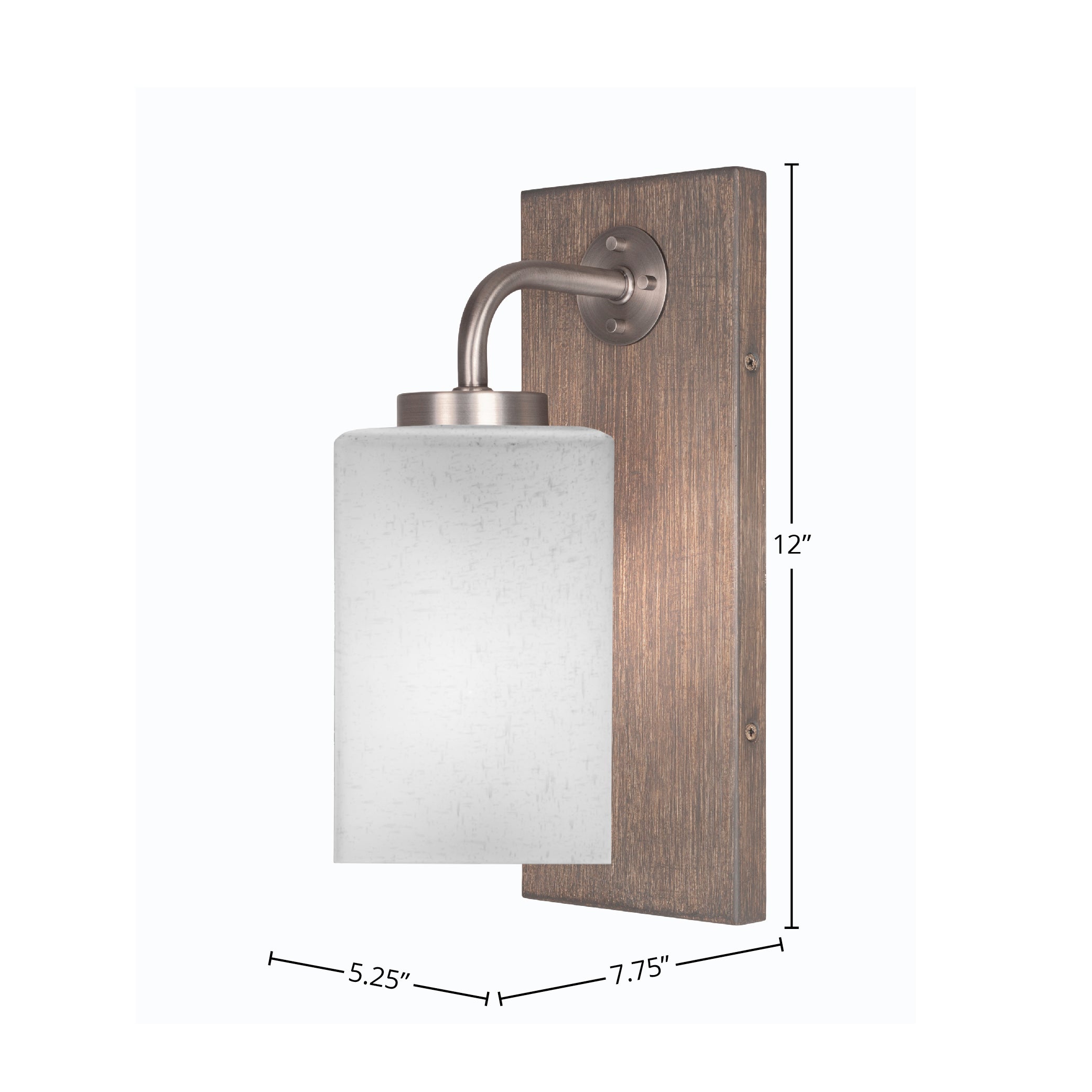 Oxbridge One Light Wall Sconce in Graphite & Painted Distressed Wood-look Metal with 4" Square White Muslin Shade