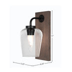 Oxbridge One Light Wall Sconce in Matte Black & Painted Distressed Wood-look Metal with 5" Clear Bubble Shade