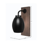 Oxbridge One Light Wall Sconce in Matte Black & Painted Distressed Wood-look Metal with 5" Matte Black Oval Metal Shade Shade