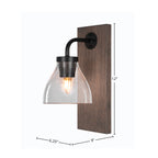 Oxbridge One Light Wall Sconce in Matte Black & Painted Distressed Wood-look Metal with 6.25" Clear Bubble Shade