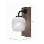 Oxbridge One Light Wall Sconce in Matte Black & Painted Distressed Wood-look Metal with 6" White Marble Shade