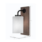 Oxbridge One Light Wall Sconce in Matte Black & Painted Distressed Wood-look Metal with 4" Square White Muslin Shade