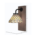 Oxbridge One Light Wall Sconce in Matte Black & Painted Distressed Wood-look Metal with 7" Starlight Art Glass Shade