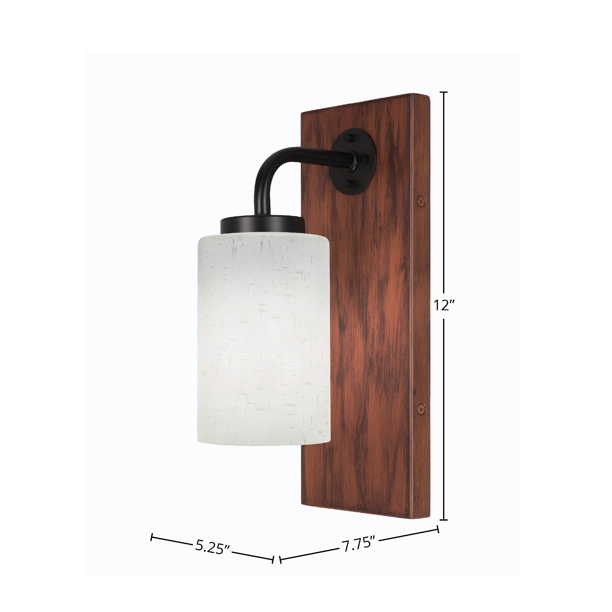 Oxbridge One Light Wall Sconce in Matte Black & Painted Wood-look Metal with 4" White Muslin Shade