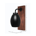 Oxbridge One Light Wall Sconce in Matte Black & Painted Wood-look Metal with 5" Matte Black Oval Metal Shade Shade