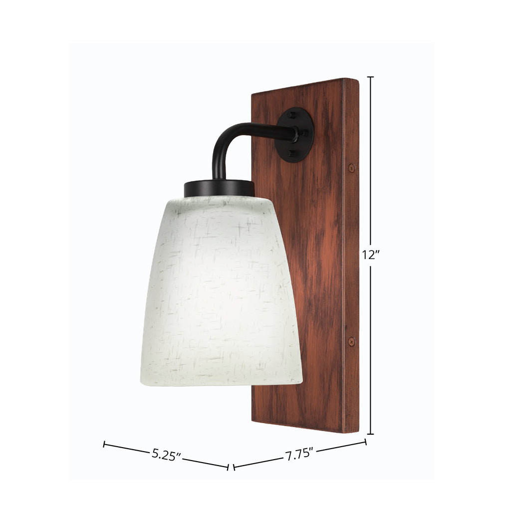 Oxbridge One Light Wall Sconce in Matte Black & Painted Wood-look Metal with 4.5" Square White Muslin Shade