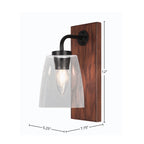 Oxbridge One Light Wall Sconce in Matte Black & Painted Wood-look Metal with 4.5" Square Clear Bubble Shade