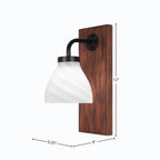 Oxbridge One Light Wall Sconce in Matte Black & Painted Wood-look Metal with 6.25" White Marble Shade