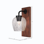 Oxbridge One Light Wall Sconce in Matte Black & Painted Wood-look Metal with 6" Smoke Bubble Shade