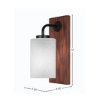 Oxbridge One Light Wall Sconce in Matte Black & Painted Wood-look Metal with 4" Square White Muslin Shade