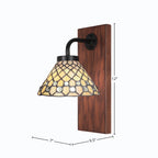 Oxbridge One Light Wall Sconce in Matte Black & Painted Wood-look Metal with 7" Starlight Art Glass Shade