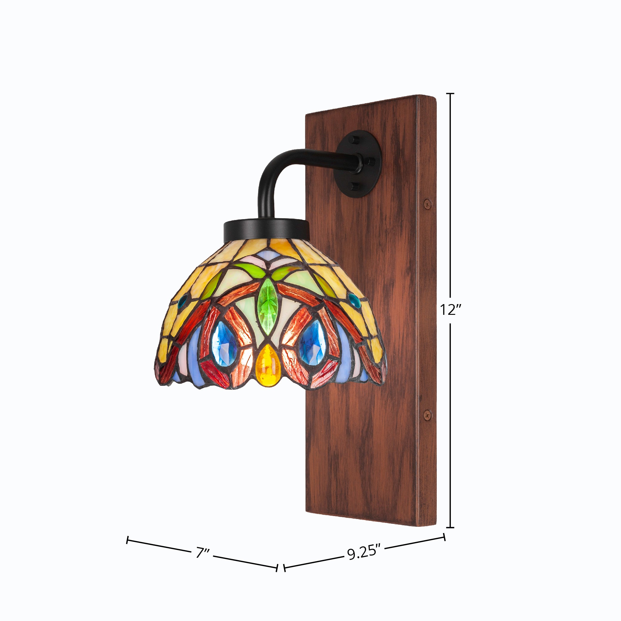 Oxbridge One Light Wall Sconce in Matte Black & Painted Wood-look Metal with 7" Lynx Art Glass Shade