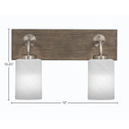 Oxbridge Two Light Bath Bar in Graphite & Painted Distressed Wood-look Metal with 4" White Marble Shade