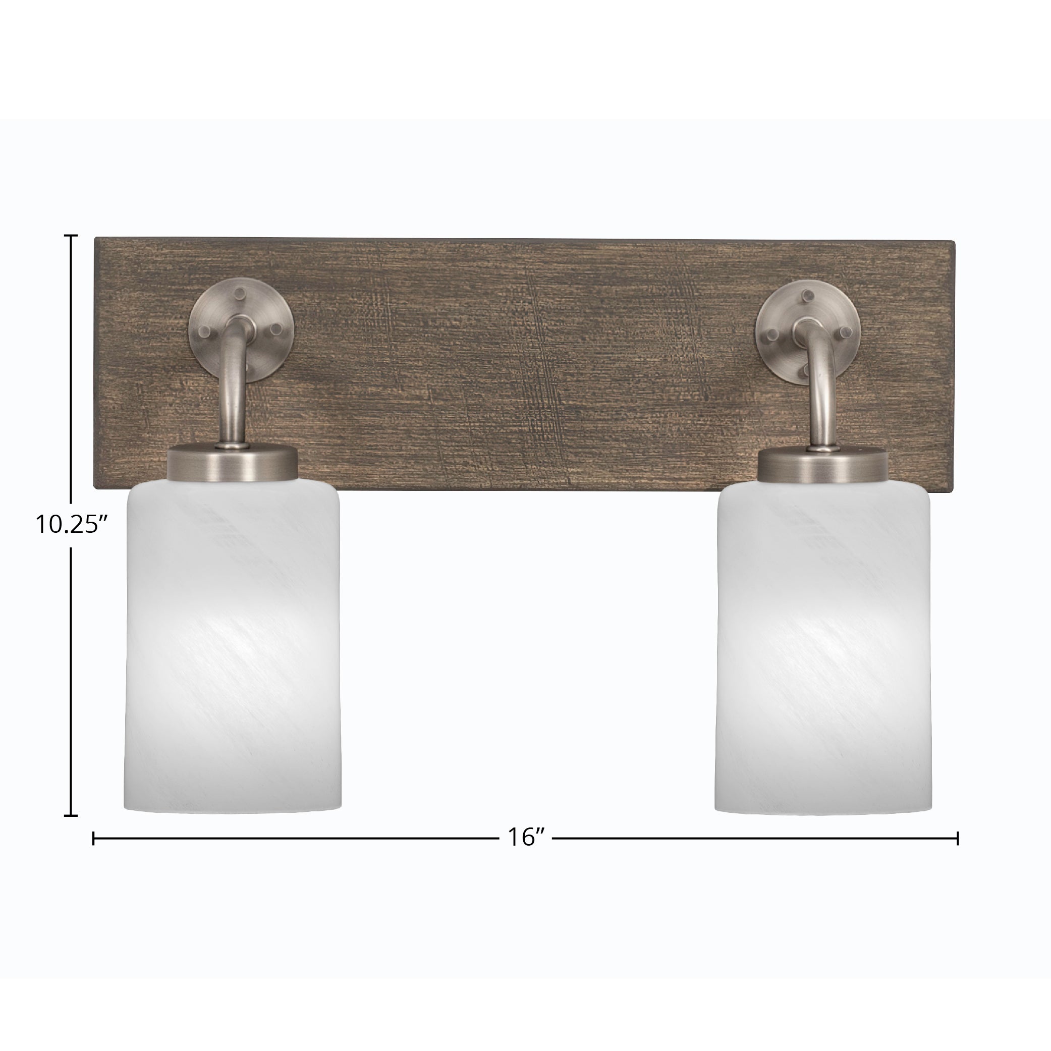Oxbridge Two Light Bath Bar in Graphite & Painted Distressed Wood-look Metal with 4" White Marble Shade