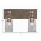 Oxbridge Two Light Bath Bar in Graphite & Painted Distressed Wood-look Metal with 4" Smoke Bubble Shade