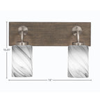 Oxbridge Two Light Bath Bar in Graphite & Painted Distressed Wood-look Metal with 4" Onyx Swirl Shade