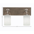 Oxbridge Two Light Bath Bar in Graphite & Painted Distressed Wood-look Metal with 4" White Muslin Shade