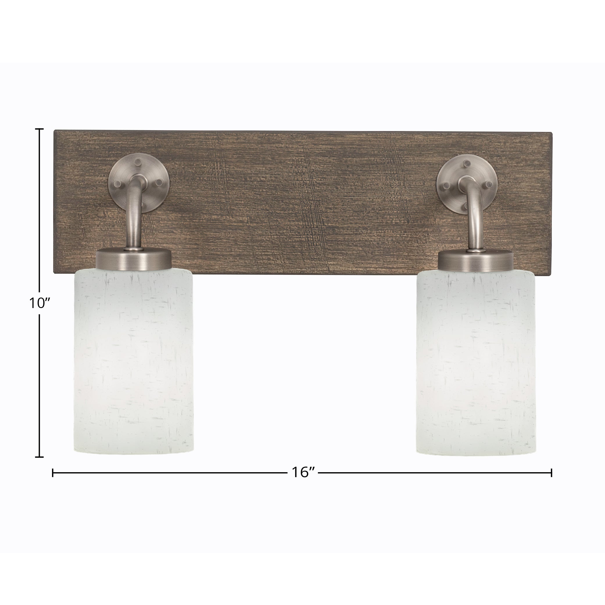 Oxbridge Two Light Bath Bar in Graphite & Painted Distressed Wood-look Metal with 4" White Muslin Shade