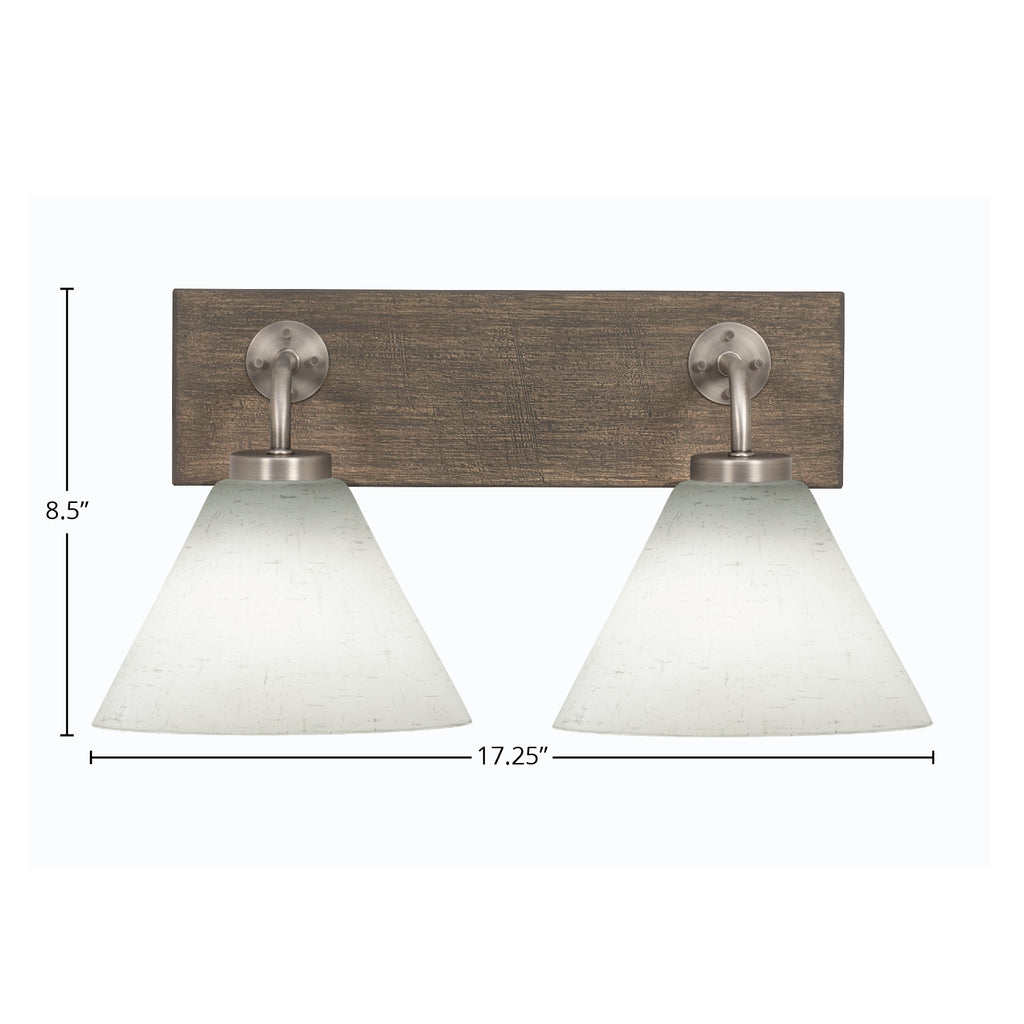 Oxbridge Two Light Bath Bar in Graphite & Painted Distressed Wood-look Metal with 7" White Muslin Shade
