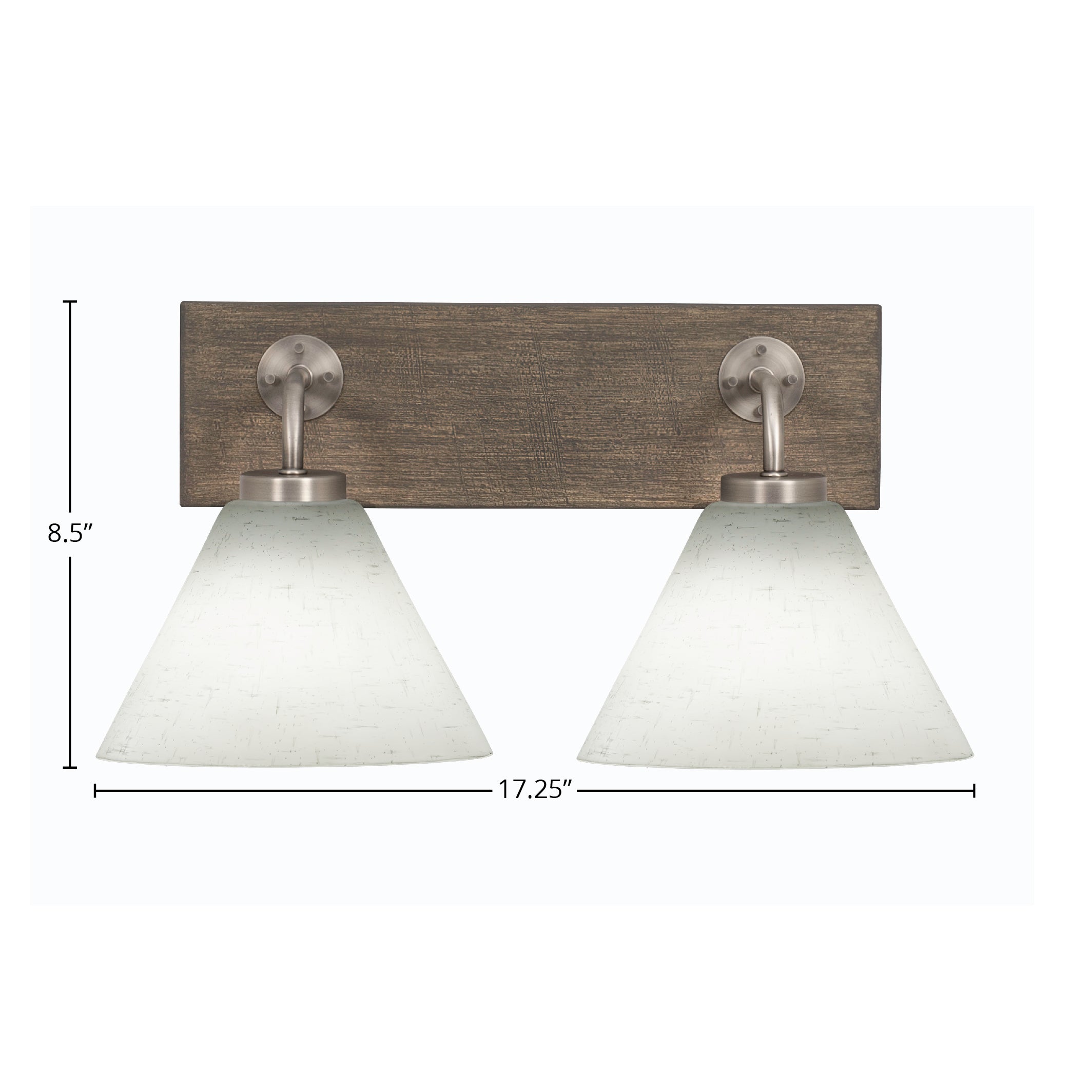 Oxbridge Two Light Bath Bar in Graphite & Painted Distressed Wood-look Metal with 7" White Muslin Shade
