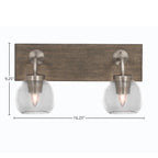Oxbridge Two Light Bath Bar in Graphite & Painted Distressed Wood-look Metal with 5.75" Clear Bubble Shade