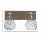 Oxbridge Two Light Bath Bar in Graphite & Painted Distressed Wood-look Metal with 5.75" Onyx Swirl Shade